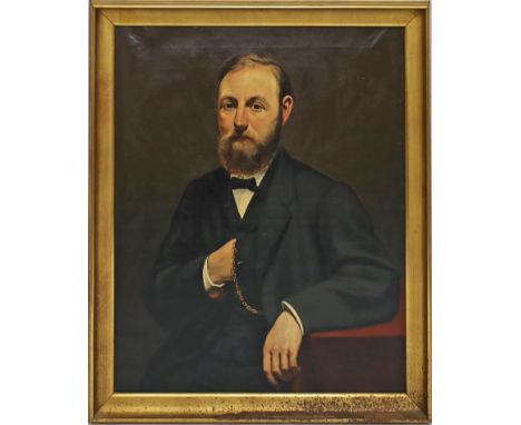 Portraitist (19./20. Jh.) Herr im Anzug. Öl/Lwd. (Altersspuren, rest.). Ca. 80x 64 cm. R. 