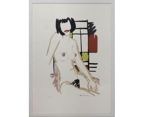 Wesselmann, Tom (1931 - 2004), nach Monica mit Mondrian - Darstellung nach T. Wesselmann. Farbdruck, re. Drucksign., li. u. E