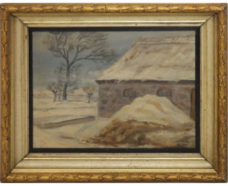 Unbekannter Maler (um 1919) Winterlandschaft. Öl/Lwd. (Altersspuren), re. u. dat. 1919. Ca. 30x 40 cm. R.