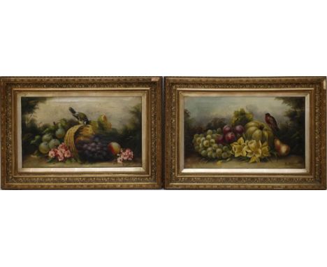 Chester, Gertrude (1841California - Cuba 1913) Pendants: Paar Stillleben mit Früchten und Vogel. Öl/Lwd., je u. sign. Ca. 31x