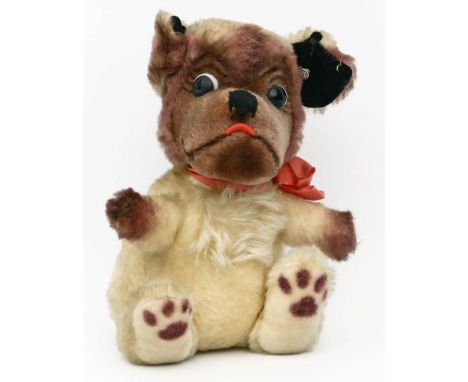 Hund "Mopsy", Steiff. Mit K, ohne F und S. 1960/61. H. 16 cm.