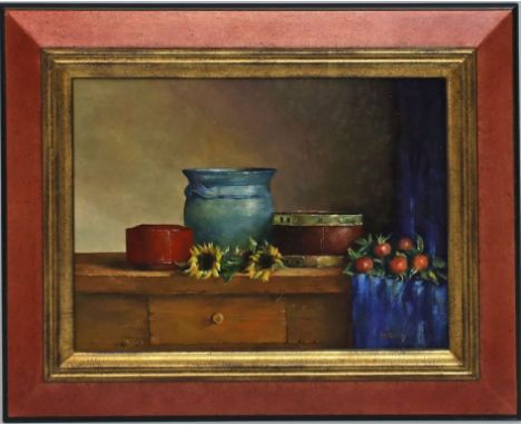 Bazuin, Jan (1930-2003) Stillleben. Öl/Platte, re. u. sign. Ca. 30x 40 cm. R.