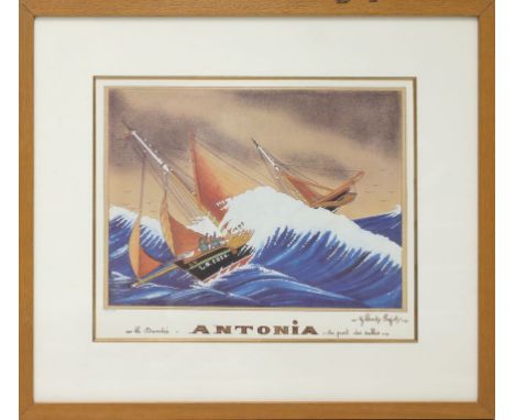 Pajot, Gilbert (1902 Frankreich 1952), nach Segelschiff "Le Dundée ANTONIA", so betitelt. Kunstdruck, mit Bleistift Ex. 12/15