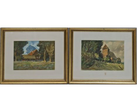 Monogrammist F.T. (1. Hälfte 20. Jh.) 2 Arbeiten: "Pfarrhof in Garz auf Rügen" und "Alte Kirche auf Rügen", so jeweils betite