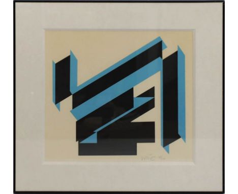 van Dyken, Jan Willem (1940 Bussum 1992) Geometrische Komposition. Farbserigraphie, re. u. mit Bleistift sign. und Ex. 43/150