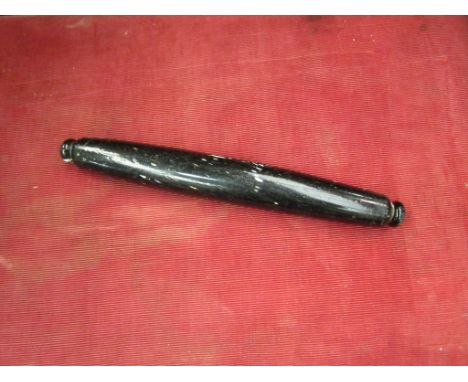 A Nailsea glass black and white splash rolling pin circa early 1800's, 36cm long