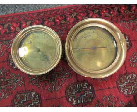 Two brass gauges including Henry R Worthington, New York steam gage Crosby gage and The Watson Stillman Co, New York, 16cm an