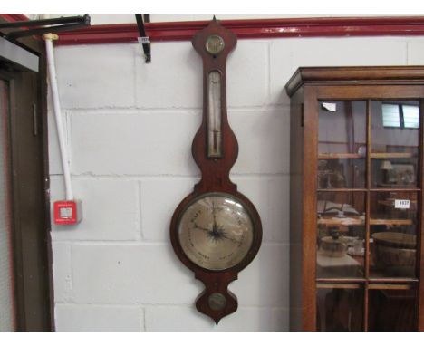 A mid 19th Century banjo barometer with silvered dial 