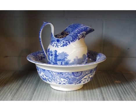 A Spode Italian wash jug and bowl, a/f 