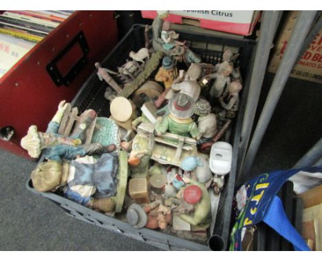 A box containing a quantity of ceramic figures and figural groups including farmers, musicians, shopkeepers etc 