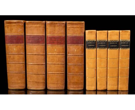JOHNSON, Samuel - A Dictionary of the English Language : 4 vols, quarter calf, portrait frontispiece, stout 8vo, Longman, Hur