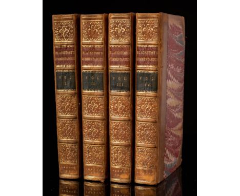 BLACKSTONE, Sir William - Commentaries on the Laws of England : 4 vols, eng. portrait frontispiece, folding genealogical plat