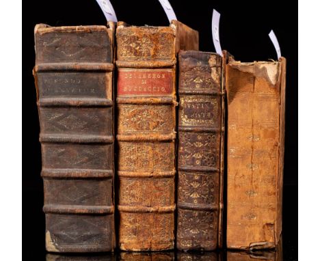 BOCCACCIO, Giovanni - IL Decameron : 2 plates, full calf cracked hinges, stout 4to, c1720s. With - Pufendorfii, Samuelis, Jur