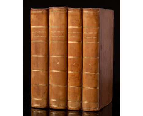 BLACKSTONE, Sir William - Commentaries on the Laws of England : 4 vols, eng. portrait frontispiece, folding genealogical plat