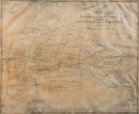 MANUSCRIPT ESTATE MAP : " Map of Broadfield Court Estate in the Parishes of Godeaham and Peacombe in the County of Hereford,"