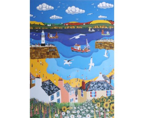 Brian Pollard open print, 'Mousehole', with remarque, signed, framed and glazed, 42cm x 30cm.