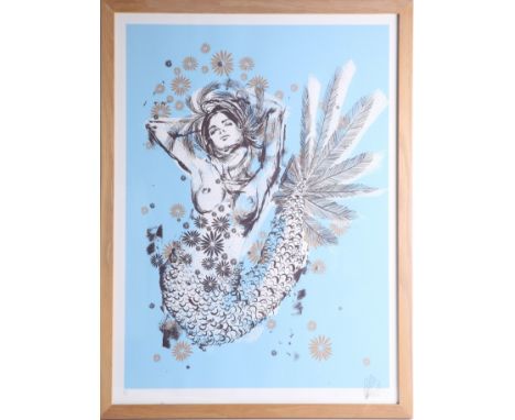 Kelsey Brookes (US), limited edition print 'Mermaid', No 22/140, framed and glazed, overall size 76cm x 57cm.