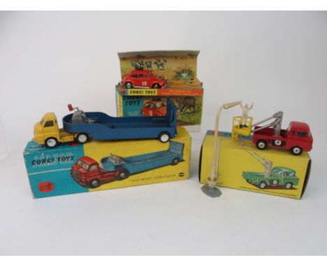 A Corgi Major 1100 "Carrimore" Low-Loader, Corgi 256 Volkswagon 1200 in East African trim, Corgi No.14 Gift Set all in origin