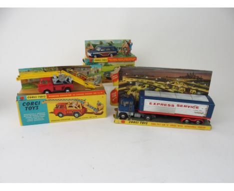 A Corgi 440 Ford Consul Cortina Super Estate Car, Corgi 64 Working Conveyor  in original boxes and Corgi Ford Cab 'H' (3) Con