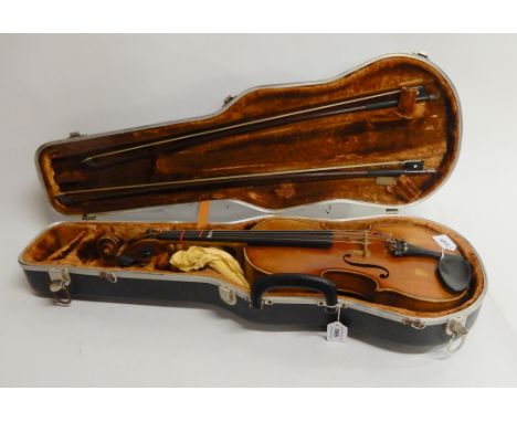 A Czechoslovakian two piece back viola 39 cm together with two bows 57 gms and 61 gms and a case Condition Report: Available 