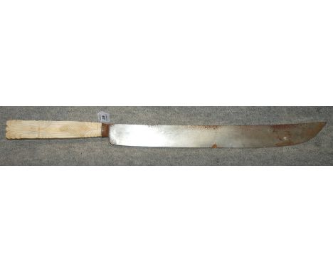 A large carved bone handle knife/machete, 86cm wide Condition Report: Available upon request