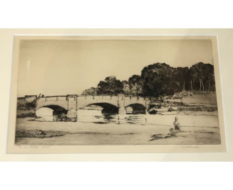A W BARNES The Axe Bridge, Devon, signed, etching and two others (3) Condition Report: Available upon request