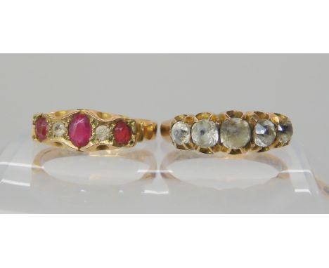 Two vintage 9ct gem set rings, sizes M1/2, K1/2, weight combined 4.6gms Condition Report: Available upon request