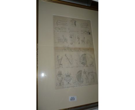 A Print of various items from Kings Thebes 1804, in gilt wood frame, 14" x 8 1/2" (with frame 22" x 16")