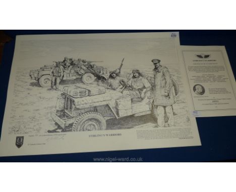 An SAS military Limited Edition Print unframed: 'Sterling Warriors' no. 84/500 from an original drawing by Graham Colbeck