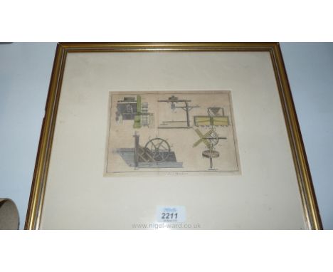 A ''Les Moulins'' Print in gilt wooden frame, 7" x 4" (with frame 14" x 12")