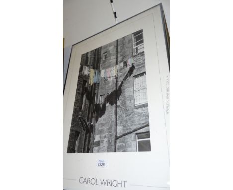 A framed and glazed Print by Carol Wright showing a washing line of clothes