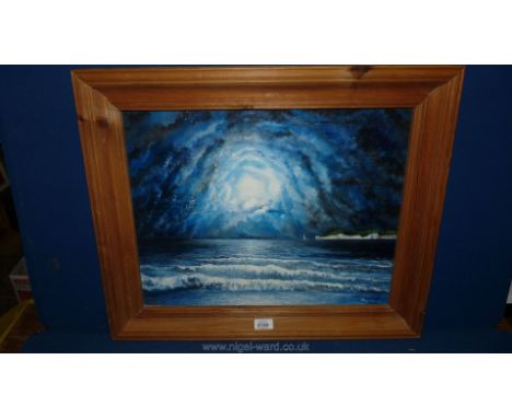A framed Oil on canvas showing a Seascape signed, 25" x 21".