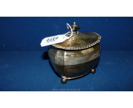 A small Silver Caddy standing on four ball feet, London 1903, maker H.S.