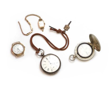 A collection of pocket and wristwatches,comprising a ladies' 9ct gold Trebex mechanical bracelet watch, a silvered dial with 