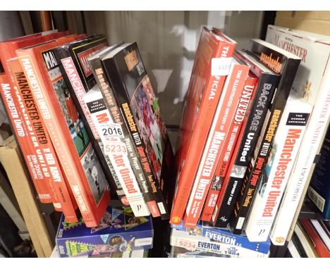 Shelf of mixed Manchester United books. Not available for in-house P&amp;P 