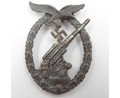 Third Reich Early War Heer (Army) Flak Artillery Badge. Nice solid heavily plated Tumbak Badge. Unmarked. UK P&amp;P Group 1 