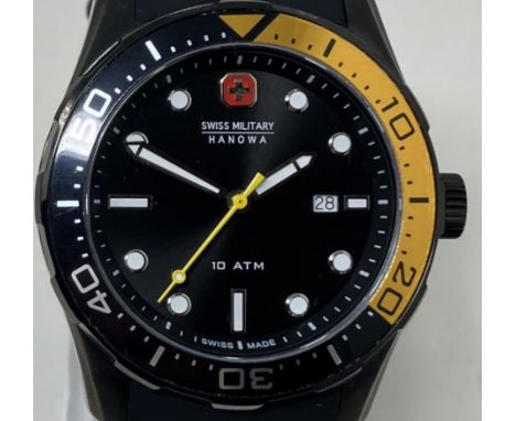 A gentleman's stainless steel Swiss Military Hanowa 10 ATM 6-4213 wristwatch, boxed, with guarantee and instruction manual 