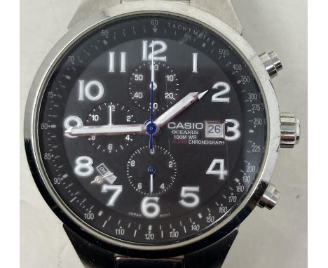 A gentleman's stainless steel Casio Oceanus 100m WR Alarm Chronograph wristwatch, and assorted other wristwatches (8) 