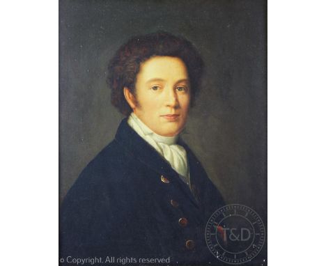 English School (19th century style), Oil on panel, Portrait of a Regency Gentleman, Unsigned, 24.5cm x 19cm, Gilt frame CONDI