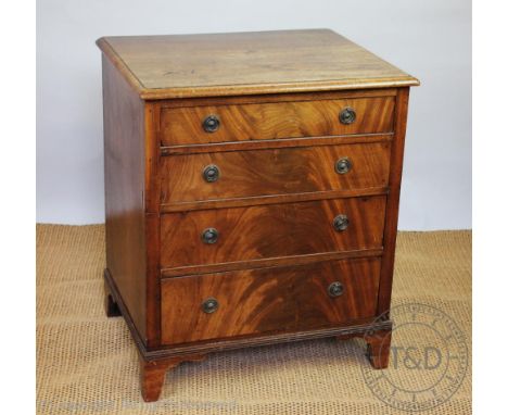 A George III style mahogany chest of small proportions, with four graduated long drawers, on bracket feet, 75cm H x 64cm W x 