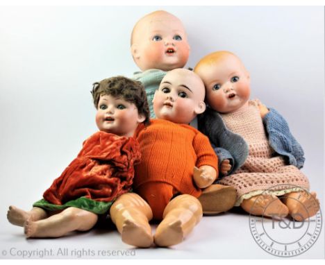 A collection of German dolls with bisque and composite limbs to include an Armand Marseille 518 9K and 518 6 1/2K, each with 