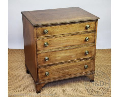 A George III style mahogany chest of small proportions, with four graduated long drawers, on bracket feet, 71.5cm H x 65cm W 