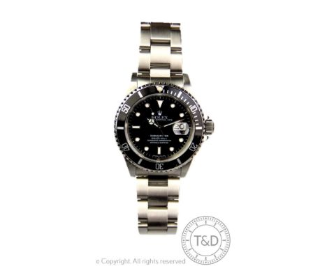 A gentleman's Rolex Oyster Perpetual Date Submariner, the stainless steel automatic wristwatch circa 1998,  Ref  number from 