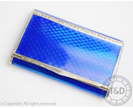 An exquisitely enamelled silver calling card case, import mark of 'BCT Co Ltd' 1924, of rectangular form and finely enamelled
