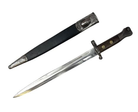 British Pattern 1888 Bayonet, the 30cm steel blade by Wilkinson London with various markings at the ricasso, including broad 