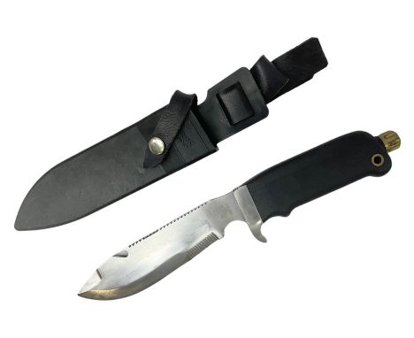 Wilkinson Sword Ray Mears type survival knife with 18cm steel saw-back blade and hard plastic sheath L35cm overallCondition R