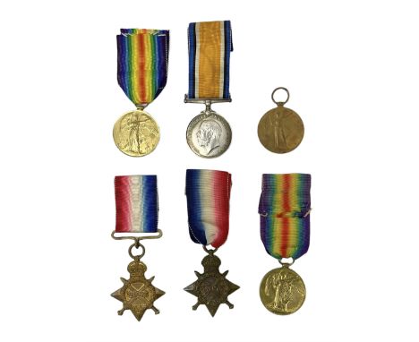 Three WW1 medals comprising 1914-15 Star awarded to 1613 Gnr. G. Coupland R.F.A.; British War Medal and Victory Medal awarded