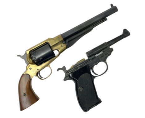 Modern Remington .44 calibre percussion brass framed army revolver, possibly by Uberti, with 16cm octagonal barrel, No.225; p