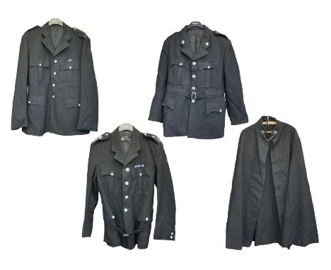 LNER Police cape; indistinctly dated 1943(?); York & North East Yorkshire Police belted tunic; belted tunic with Chief Consta
