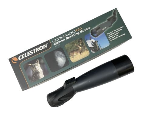 Celestron Ultima 100ED zoom spotting scope, model no. 52253, carrying case, instruction manual and in original box